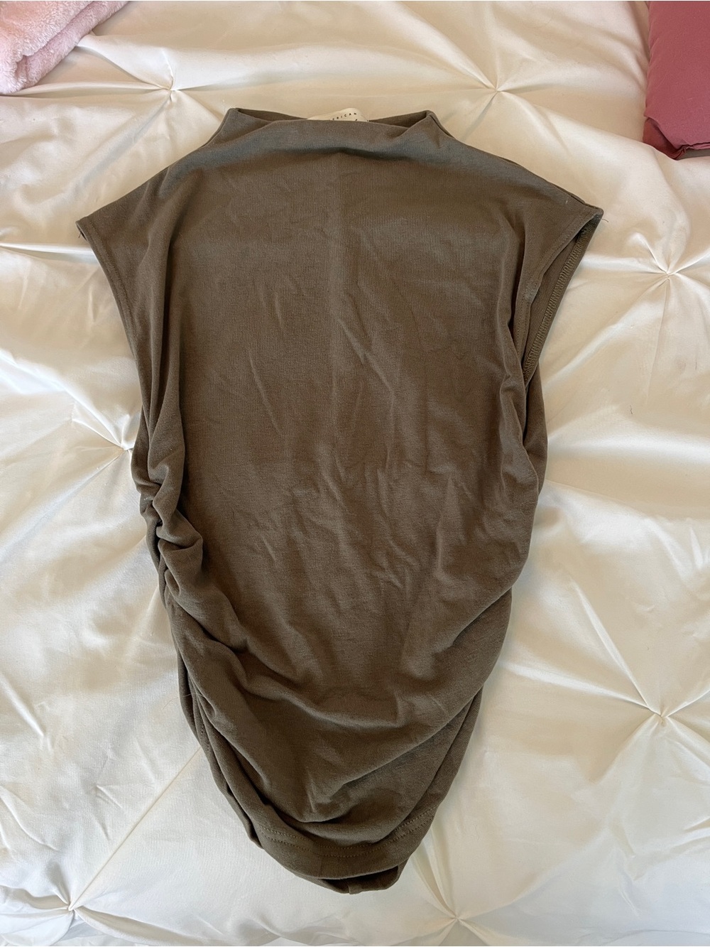 Sleeveless Ruched Tank Top - Olive